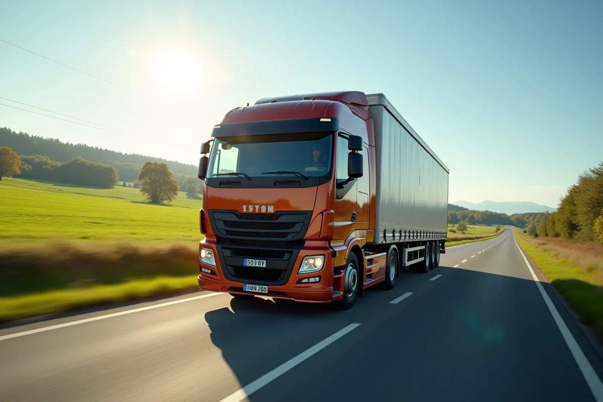 Camion de 15 tonnes en déplacement dans la campagne