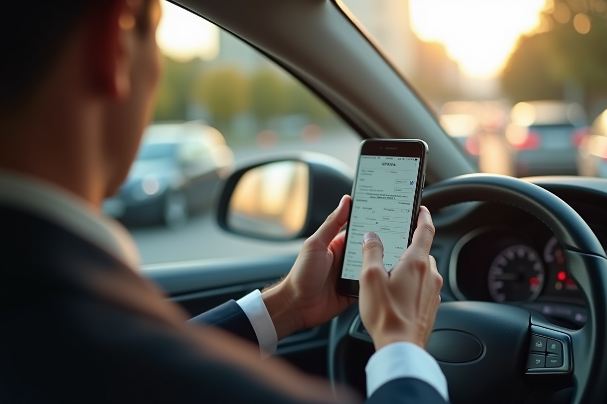 Conducteur montrant un document de voiture à un officiel