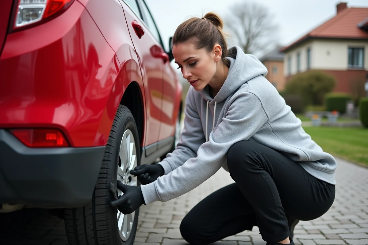 Femme en extérieur changeant l