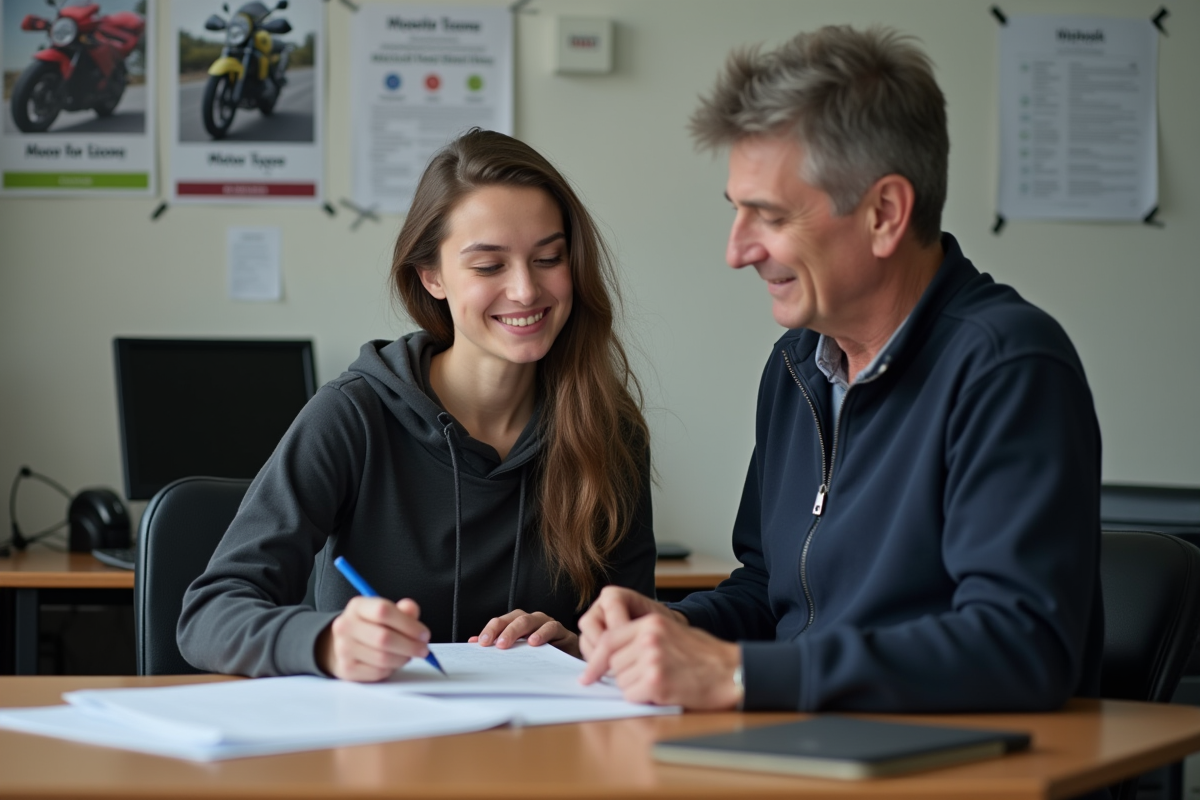 Femme discutant avec instructeur lors d