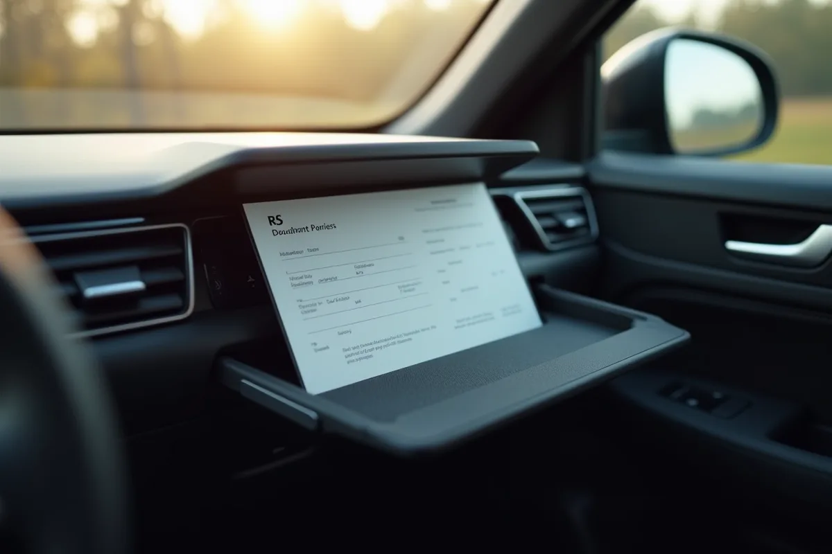 Porte-carte grise élégant sur un tableau de bord automobile