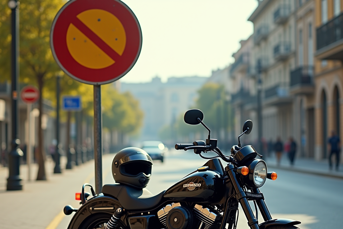 Moto garée près d