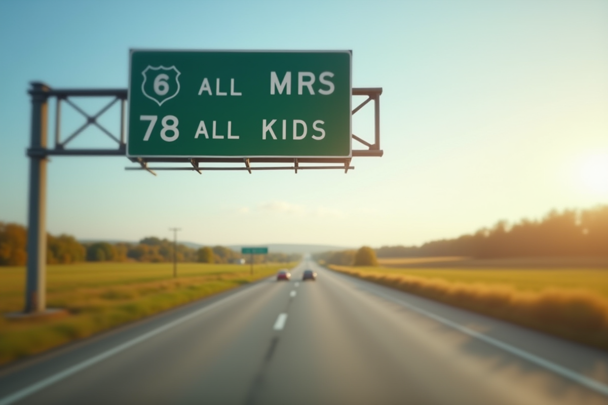 Panneau routier en campagne avec miles et kilomètres