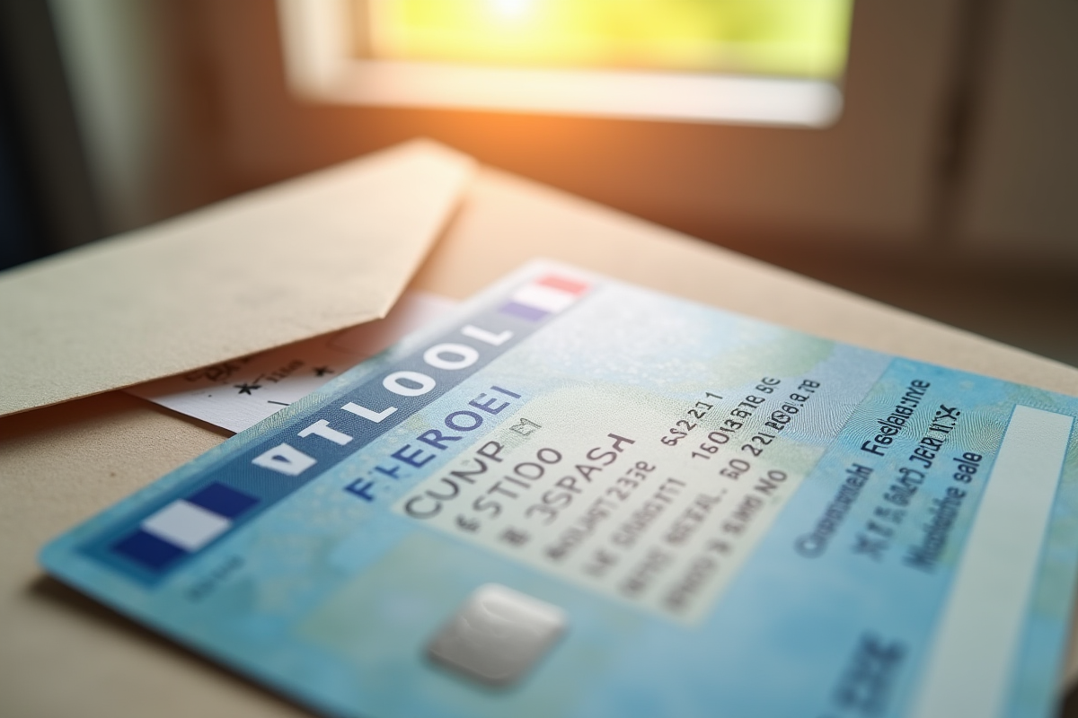 Permis de conduire français avec une enveloppe et adresse